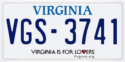 VA license plate VGS3741
