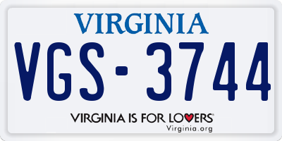 VA license plate VGS3744