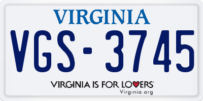 VA license plate VGS3745