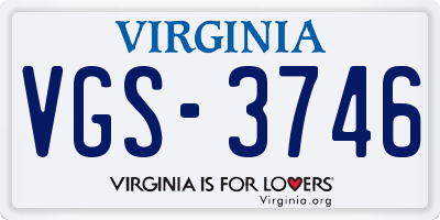 VA license plate VGS3746