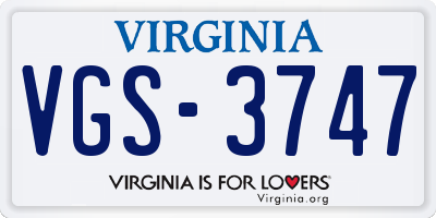 VA license plate VGS3747