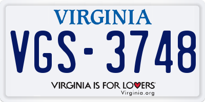 VA license plate VGS3748