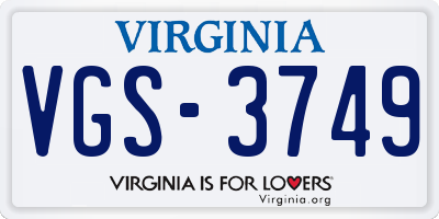 VA license plate VGS3749