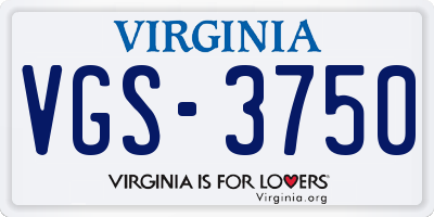 VA license plate VGS3750