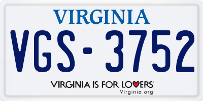 VA license plate VGS3752