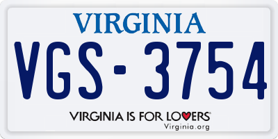 VA license plate VGS3754