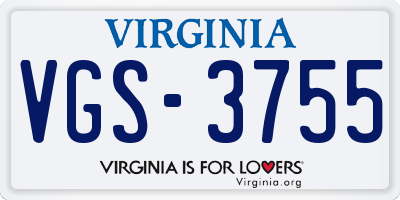 VA license plate VGS3755