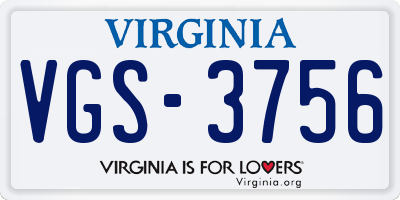 VA license plate VGS3756