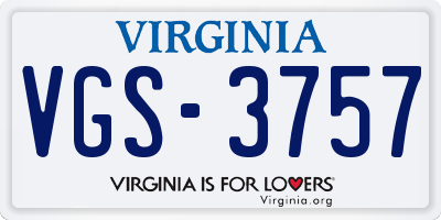 VA license plate VGS3757