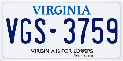VA license plate VGS3759