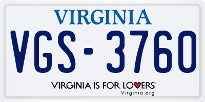 VA license plate VGS3760