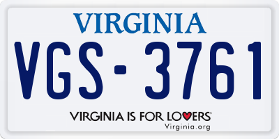 VA license plate VGS3761