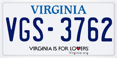 VA license plate VGS3762