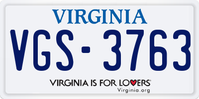 VA license plate VGS3763