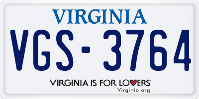 VA license plate VGS3764