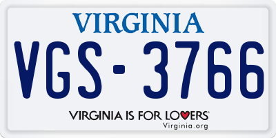 VA license plate VGS3766
