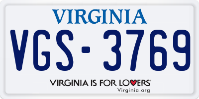 VA license plate VGS3769