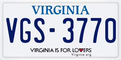VA license plate VGS3770