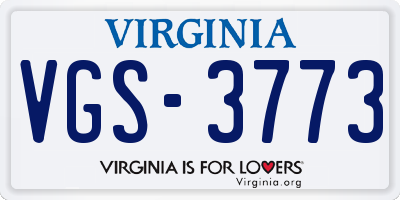 VA license plate VGS3773