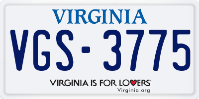 VA license plate VGS3775