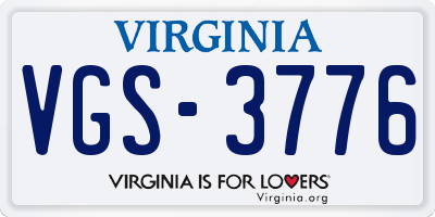VA license plate VGS3776