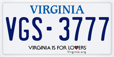VA license plate VGS3777