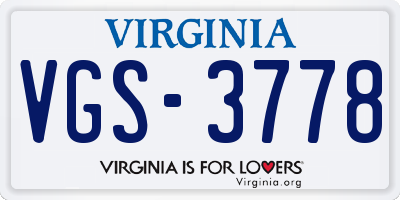 VA license plate VGS3778