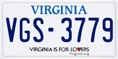 VA license plate VGS3779