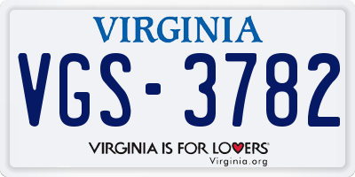 VA license plate VGS3782