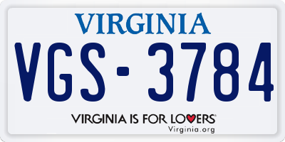 VA license plate VGS3784