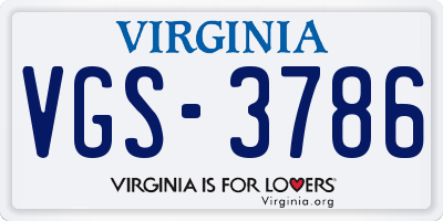 VA license plate VGS3786