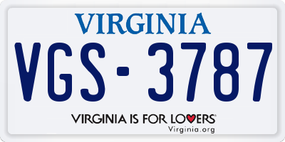VA license plate VGS3787