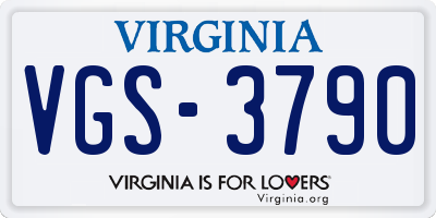 VA license plate VGS3790