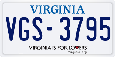 VA license plate VGS3795