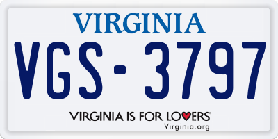 VA license plate VGS3797