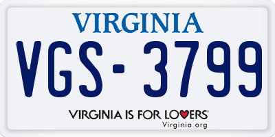VA license plate VGS3799