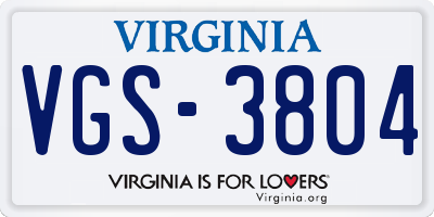 VA license plate VGS3804