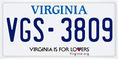VA license plate VGS3809