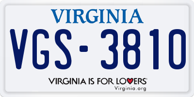 VA license plate VGS3810