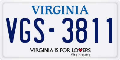 VA license plate VGS3811
