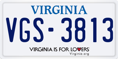 VA license plate VGS3813