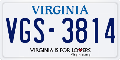 VA license plate VGS3814