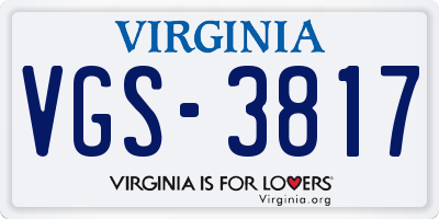 VA license plate VGS3817