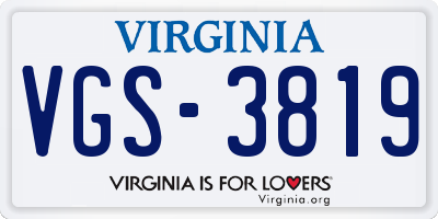 VA license plate VGS3819