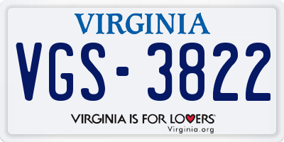 VA license plate VGS3822