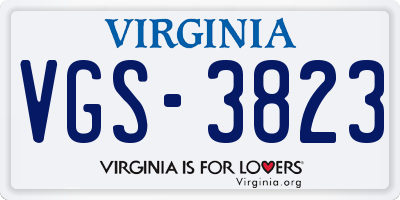 VA license plate VGS3823