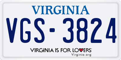 VA license plate VGS3824
