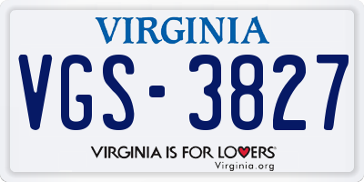 VA license plate VGS3827