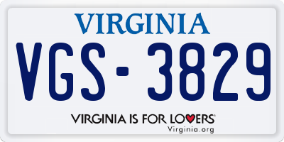 VA license plate VGS3829