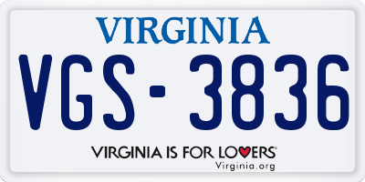 VA license plate VGS3836